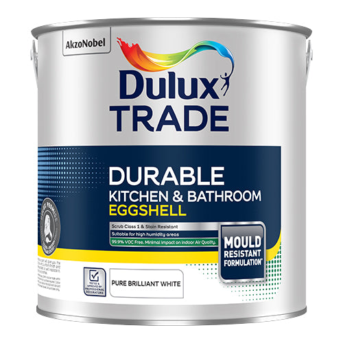 Dulux Trade Durable Kitchen & Bathroom Eggshell Brilliant White