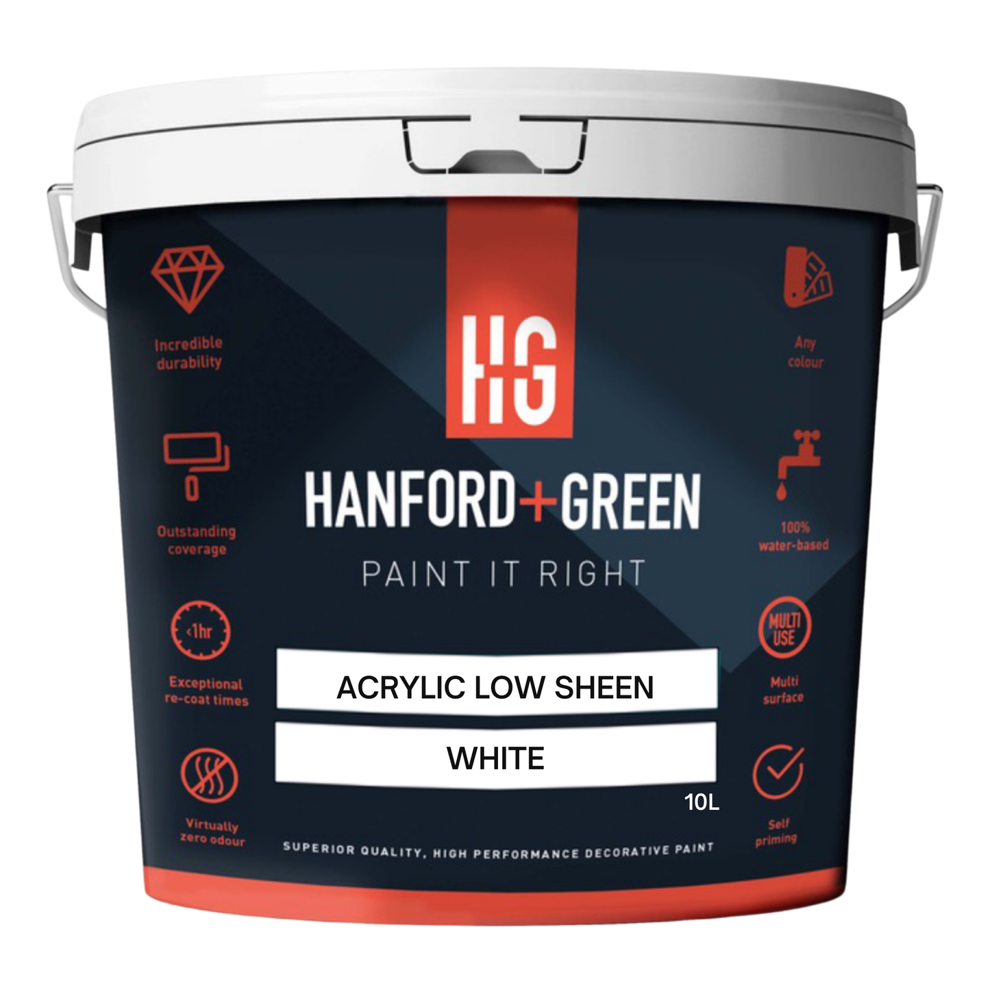 Hanford & Green Acrylic Low Sheen Paint White - 7% Sheen