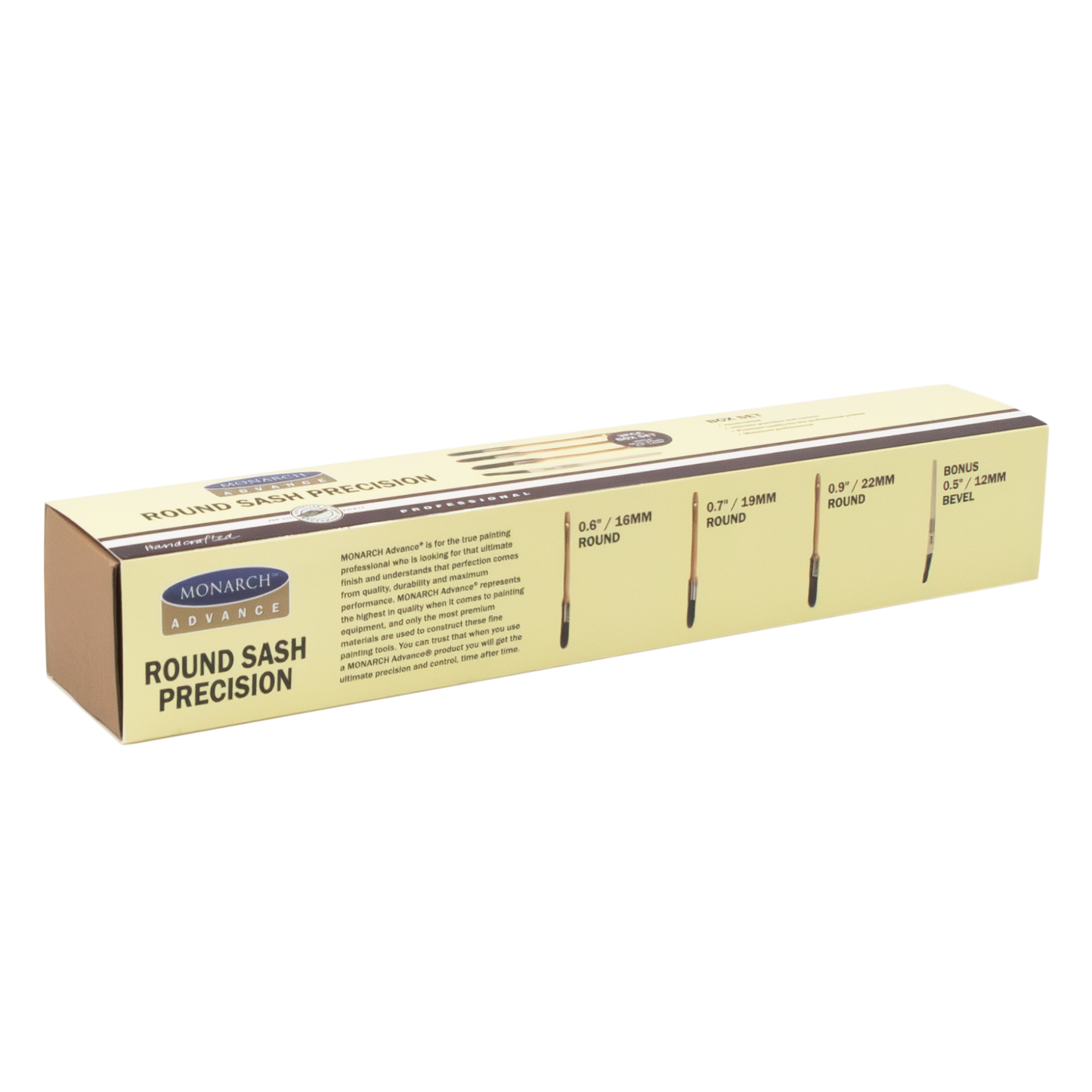 Monarch Advance Round Sash Precision Box Set 3 pièces + Pinceau plat gratuit