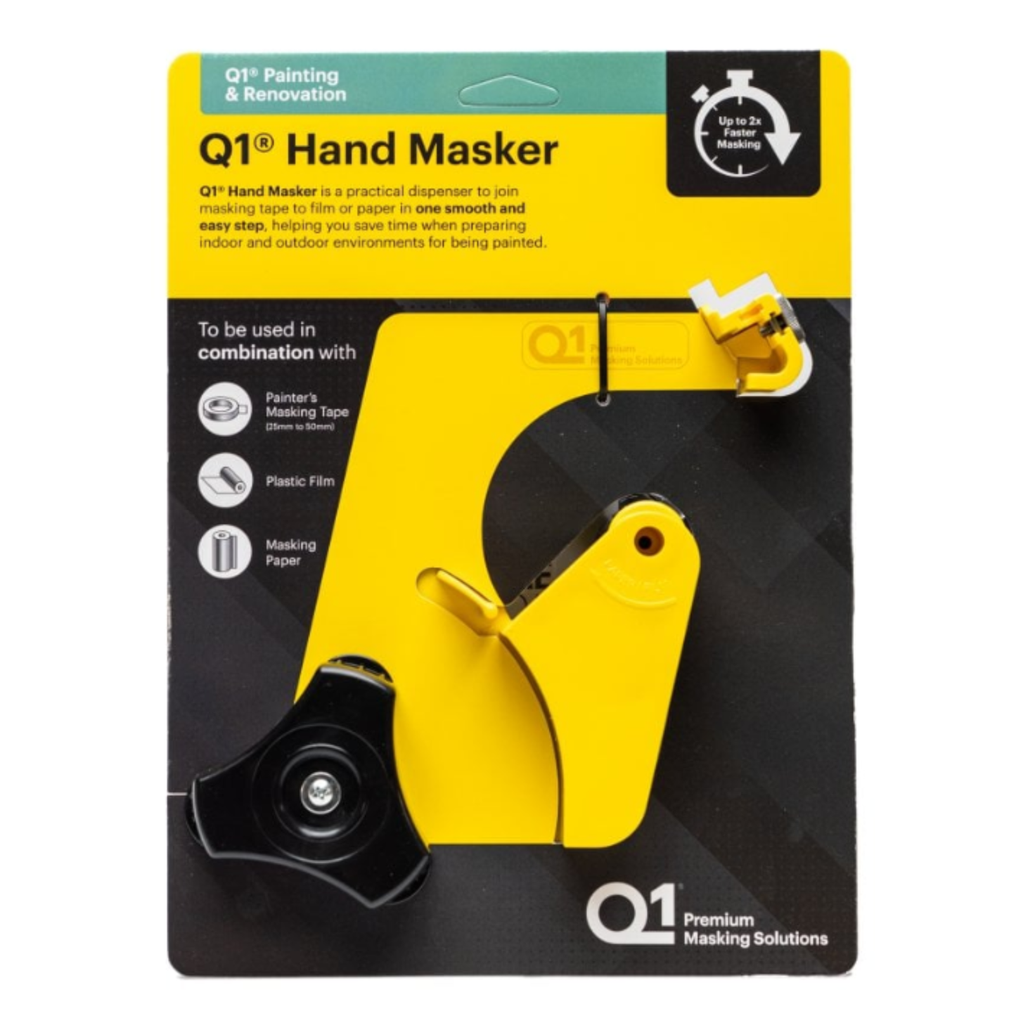 Q1 Hand Masker Masking Tape/Film/Paper Dispenser - Cutting Edge Included
