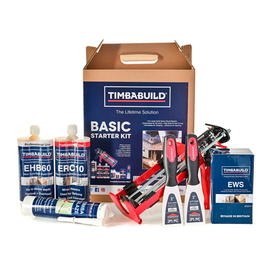 Timbabuild Basic Starter Kit with various tools and materials on a white background