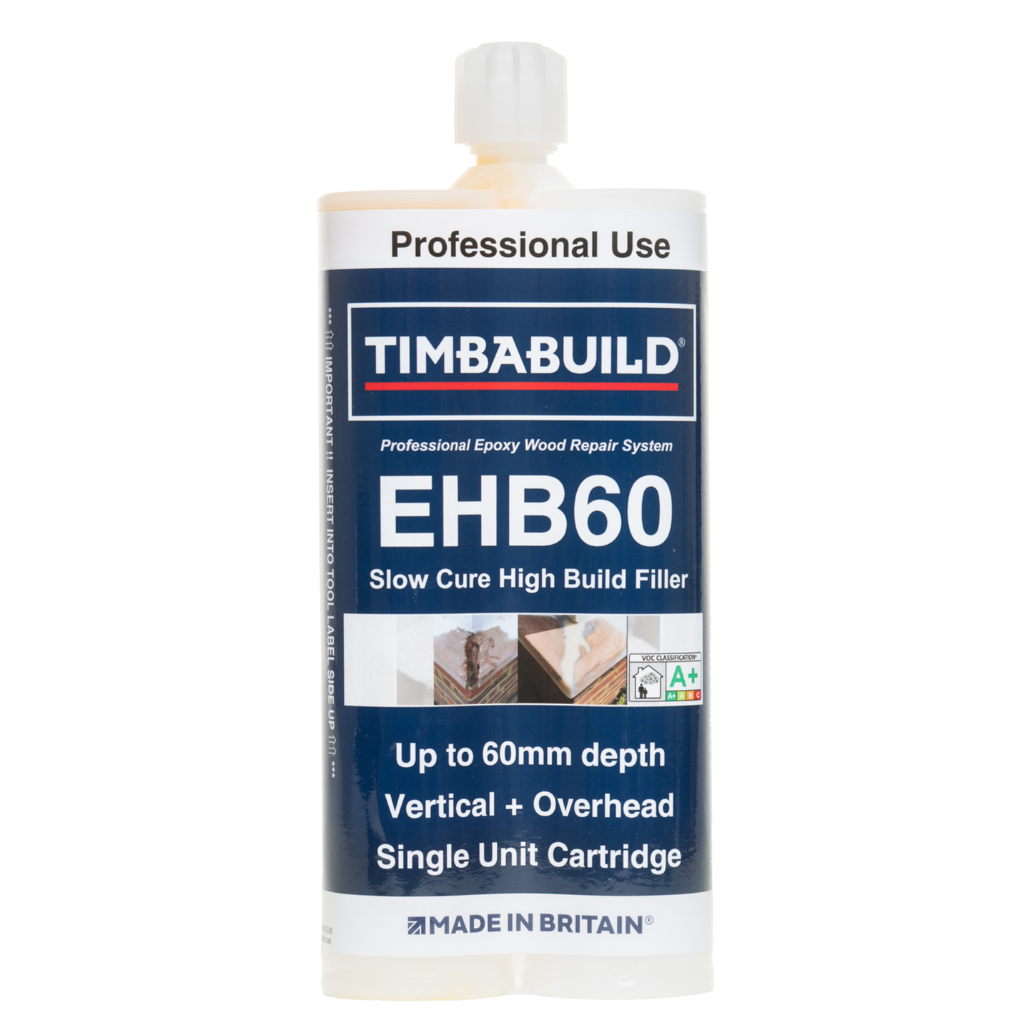 TIMBABUILD EHB60 epoxy wood repair system cartridge on a white background
