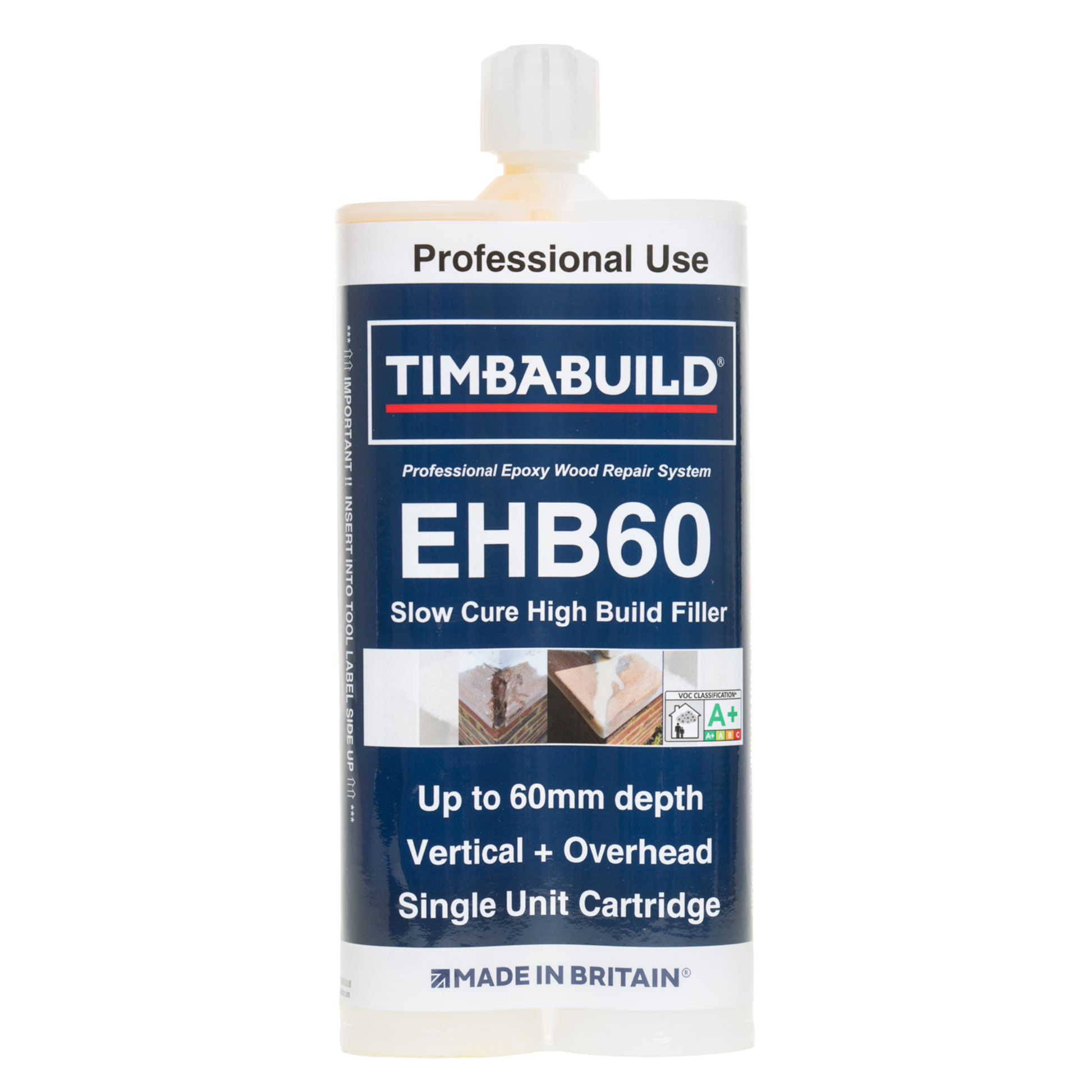 TIMBABUILD EHB60 epoxy wood repair system cartridge on a white background