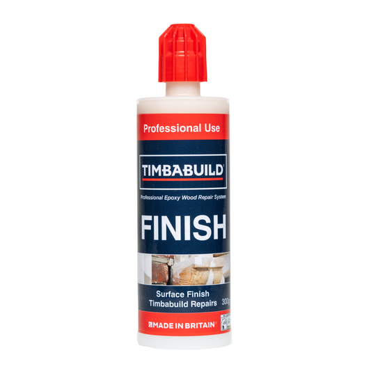 Timbabuild finish fine surface filler bottle on a white background